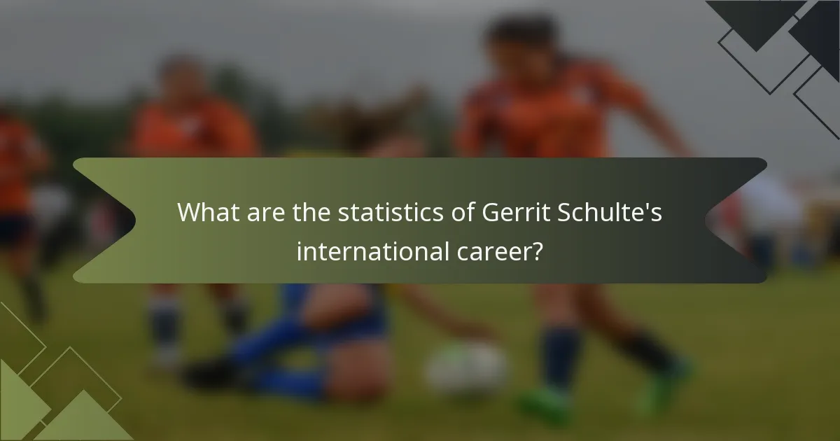 What are the statistics of Gerrit Schulte's international career?