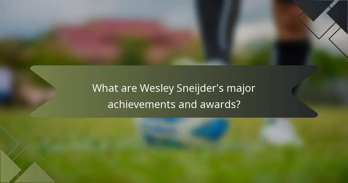 What are Wesley Sneijder's major achievements and awards?